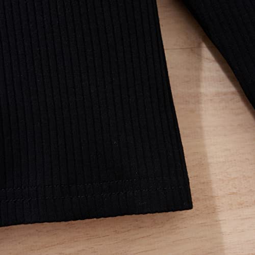 fhutpw Baby Toddler Girl Outfits Fall Winter Clothes Turtleneck Knitted Cotton Long Sleeves Tops & Button Mini Skirts Set - Image 6