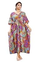 JAIPUR EXPORT QUALITY ,Women's Cotton Kaftan Plus Size Maxi Caftan Gown Handmade jaipur block Print Sleepwear One Piece Long Dress Jaipur Print .size adjustable m to xxxl ,free size