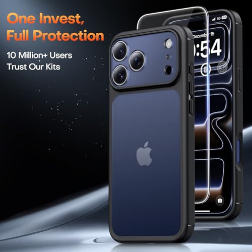 Image of TAURI for iPhone 17 Pro Max Case, with Screen Protector, Matte Black