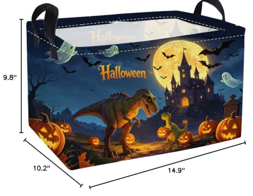 Image of Essme Rectangular Dinosaur Basket,Kids Storage Bins Organizer with Handles for Halloween Room Decor, Gift Basket,Shelf Basket.(Real Dinosaur)