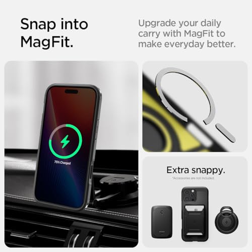 Image of Spigen Tough Armor T(AI) MagFit Back Cover Case for iPhone 16 Pro, MagSafe Compatible, Camera Control Button - Polycarbonate + TPU | Black