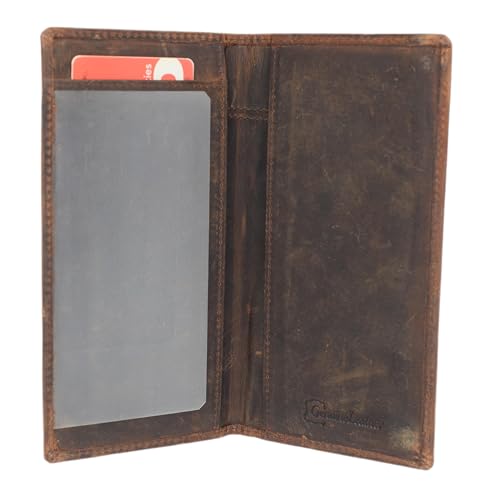 MARSHAL American Flag Checkbook Cover Vintage Leather Patriot Cowboy Wallet for Men (Brown) - Image 5