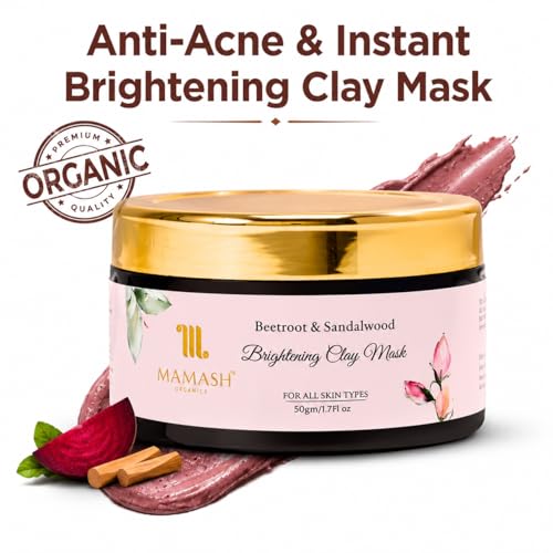 Image of Mamash Beetroot & Sandalwood 2-in-1 Face Pack & Scrub | Ready-to-Use De-Tan Clay Mask with Neem, Licorice & Multani Mitti | Brightening & Deep Cleansing Ayurvedic Skincare | 50g