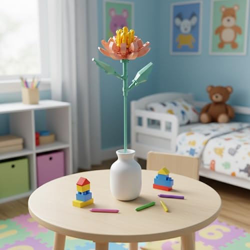 Image of STEM Water Lilies Flower Building Blocks Set (79 Pcs, 12-in-1) | DIY Flower Pen Stand Kit for Kids 6+ Years (Boys & Girls) | Creative Craft & Learning Toy | Ideal Gift for Kids