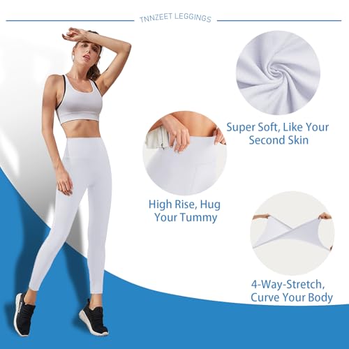 High Waisted Leggings for Women - No See Through Tummy Control Cycling Workout Yoga Pants with Pockets Reg & Plus