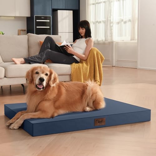 Image of Waterproof Orthopedic Outdoor Dog Bed XL for Extra Large Dogs | Egg Crate Foam for Joint Support, TPU Waterproof Layer, Machine Washable 1680D Oxford Cover, 44 x 32 Inch, Up to 90 lbs