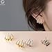 Locrccl Claw Earrings Cuffed Women's Half Loop Stud Earrings Zirconia Pin Earrings Wrapped Pierced Minimalist Handmade Earrings for Women(Rose Gold)