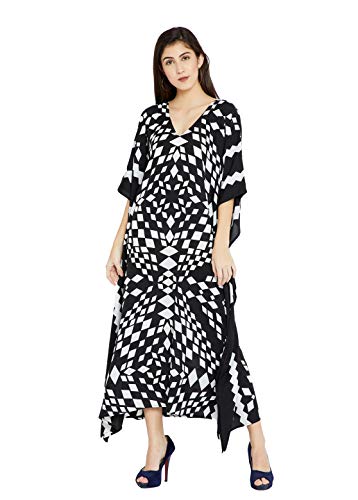 Image of Oussum Women Kaftan Plus Size Polyester Summer Lightweight Caftan Swimsuit Cover Ups Maxi African Mumu Lounge House Dress