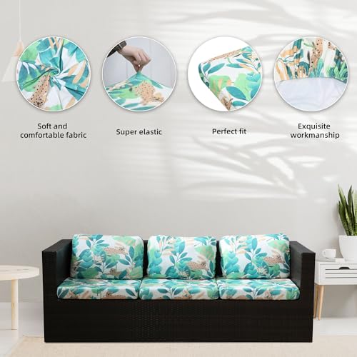 Image of BIETYONE 8Pcs Stretch Patio Cushion Covers,Outdoor Couch Covers Replacement,Outdoor Couch & Sofa Slipcovers,for Patio Furniture Cushion Covers,Washable Reusable urniture Protector(Leopard,8PCS)