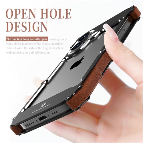 Funda iPhone 16 Pro Max de metal y madera que no bloquea la señal 7