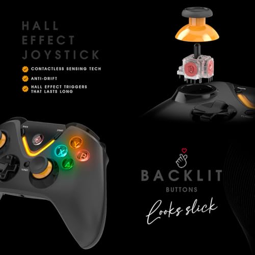 Image of Cosmic Byte Ares Pro Wireless Controller for PC, Android, iOS - Tri-Mode (2.4GHz, Bluetooth, Wired), Hall Effect Joysticks & Triggers, 1000Hz Polling, Backlit Buttons, 3.5mm Audio Port, Upgraded Windows Software Support (Black)