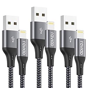 iPhone oplaadkabel RAVIAD Lightning kabel 3Pack 1.8M iPhone Charger Cable Nylon Fast Charger Lightning Cable Compatibel…