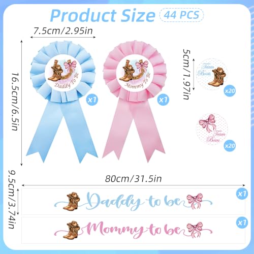 Image of Boots or Bows Decorations - 44 Pcs Mom and Dad to Be Sash Pins