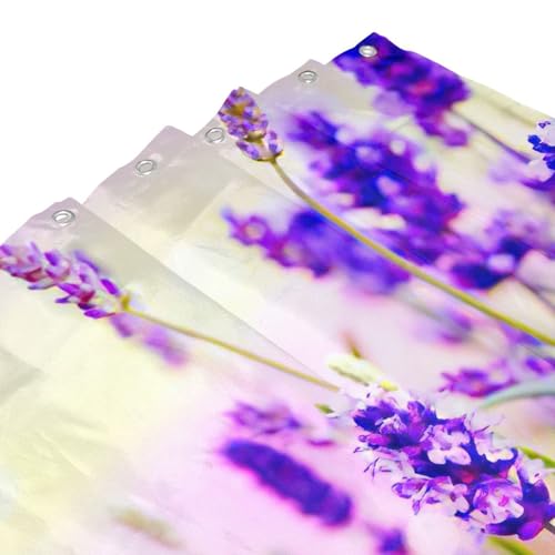 Rideau de douche lavande 183x183 cm en polyester imprimé fleur avec boutons-pression - 6