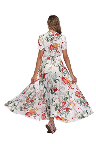Image of Ferrendo Women's Floral Maxi Dress Button Up Split Flowy Bohemian Party Beach Dresses