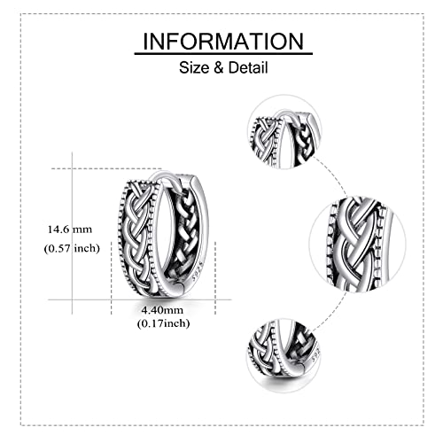 Celtic Knot Huggie Earrings Sterling Silver Star of David/Dachshund/Turtle Small Hoop Earrings Celtic Jewelry Gifts for Women3