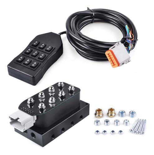 Universal Air Ride Suspension Manifold 8-Valve 1/4 NPT 12V Air Ride Suspension Manifold Bag Controller Valve Pneumatic Shock Absorber With 5M 9-switch Wired Remote Controller
