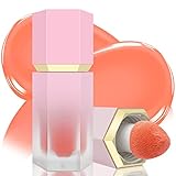 BEFIVECOK Liquid Blush for Cheeks, Soft Cream Blush with Cushion Applicator, Dewy Finish Matte Velve