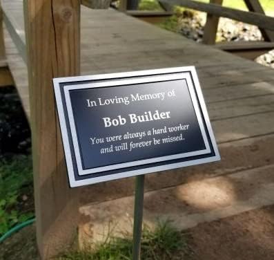 SAME DAY AWARDS 4"X6" Outdoor Casting Aluminum Black/Silver Weatherproof Sign, Memorial/Rememberance/Grave Marker Plaque w/ Stake - Optional Images/Symbols (3 Sizes) (4" x 6" Inches) - Personalize/Customize w/ Free Laser Engraving
