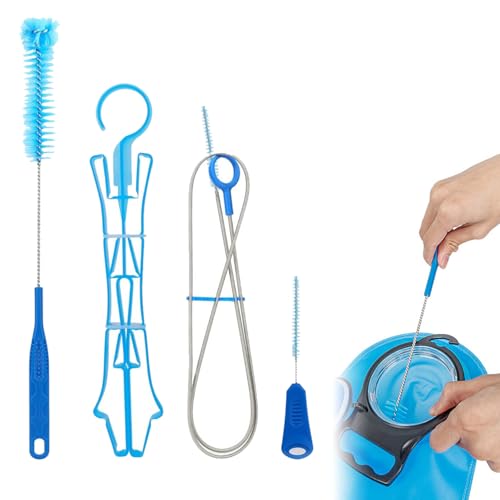 Cerioll Reinigungsset Trinkblasen, Trinkblase 4 In1 Reinigungsset, Water Bag Cleaning Set, Reinigungskit Für Trinkblasen, Bürsten Und Wäscheständer, Zum Wandern, Radfahren, Klettern, Laufen