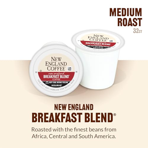 Image of New England Coffee Single Serve Pods, Breakfast Blend Medium Roast 32 Count (Pack of 4)