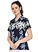 ALVISH Hawaiian Shirt 35W Women Bamboo Tree Print Aloha Beach Top Blouse Blue XL