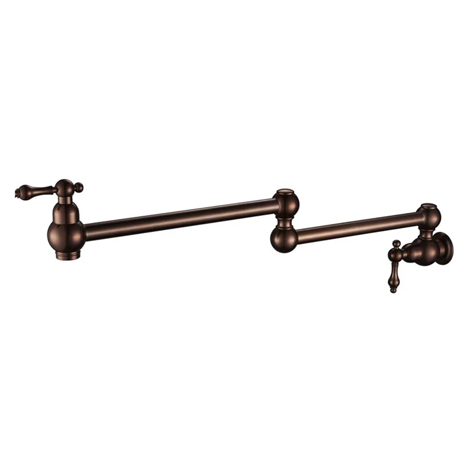 Gqnblvhzupdm Mahogany Bronze Kitchen Faucets, Wall Mounted Dual Shut Off Valve Pot Filler Faucet With 22" Double-Jointed Swinging Spout Lever Handles(Mahogany Bronze)