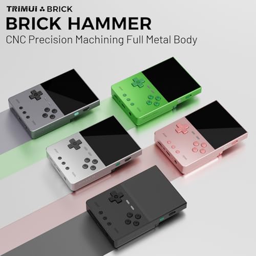 Image of Trimui Brick Hammer Metal Body Handheld Game Console Retro Gaming Handheld 3000mah Battery Allwinner A133p 3.2 inch IPS RGB Lighting Vibration Pink