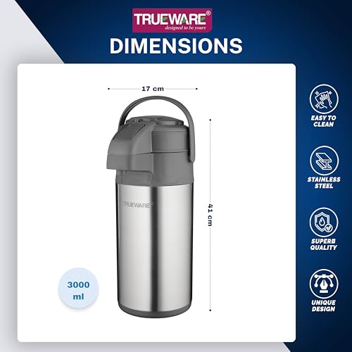 Image of Trueware PU Insulated Beverage Dispenser 2700 ML Stainless Steel for Serving Tea and Coffee