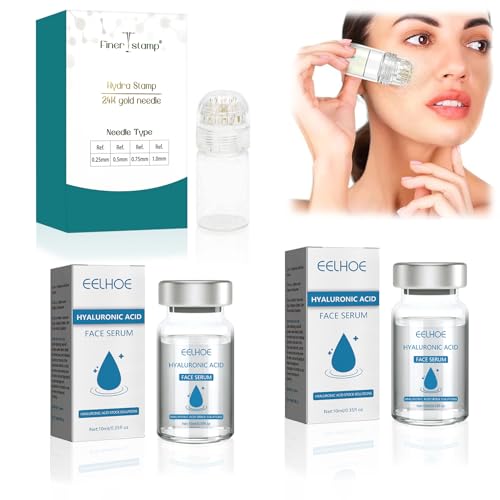2 piezas Suero de Ácido Hialurónico, Suero antienvejecimiento y antiarrugas, Serum Hidratante Kit microagujas para cara, Serum Facial Con Acido Hialuronico, Mejora las líneas Faciales Arrugas