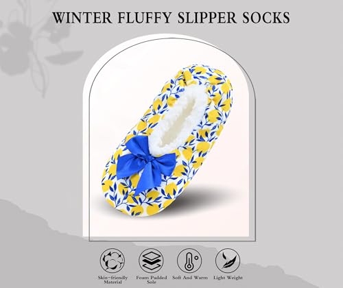 Image of Keyela Women Cozy Warm Slipper Socks, Non Slip Gripper Indoor House Socks | Soft warm cozy fabric, gripper anti-slip bottom for bedroom, lounge and all indoor daily use