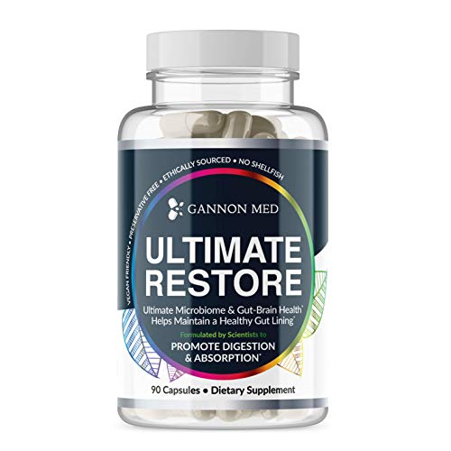 Gannon Med Ultimate Restore - Restore of Leaky Gut Lining Microbiome Enzymes - Natural Digestive Immune Boost Health Repair - Professional Wellness Formula - 90 Vegan Capsules - No Shellfish (1 Pack)