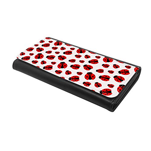 (Ladybug Pattern) women's Patterned Leather Buckle Trifold Wallet Bag Pouch Holster With Credit Card Holder insurance for smartphones2