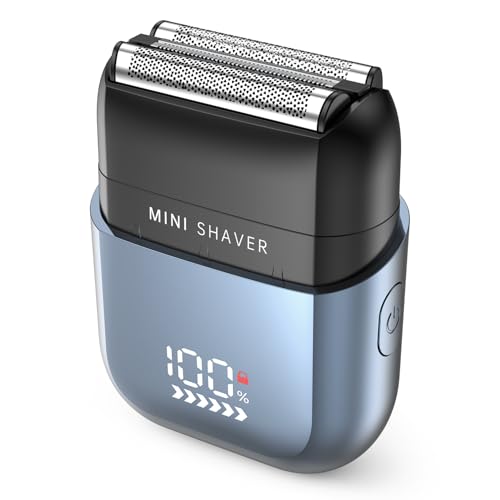 Men's Foil Shavers,Mini Electric foil Shaver for Men, Compact Face, IPX7 Waterproof Wet&Dry Cordless Razor, LED Display, USB-C Fast Rechargeable,Electric foil Shaver,3 Razor Rechargeable