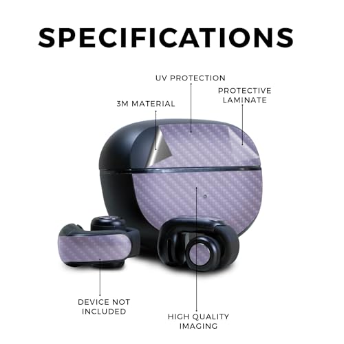 Image of Carbon Fiber Skin Compatible with Bose Ultra Open Earbuds - Solid Lavender - Premium 3M Vinyl Protective Wrap Decal Cover - Easy to Apply | Crafted in The USA by MightySkins