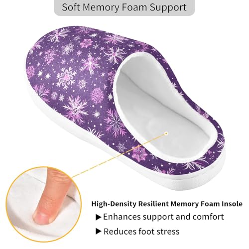 Fuzzy Memory Foam Slippers for Women/Men Beautiful Snowflakes Pattern Fluffy Winter House Shoes Indoor and Outdoor3