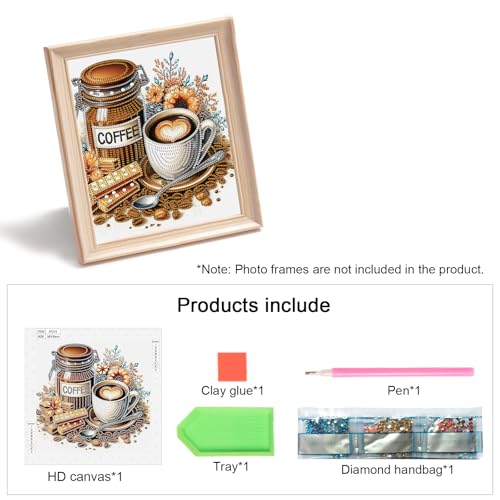 Image of AiYuanzsh 5D Special Shape Diamond Art Kits for Beginners, Diamond Art Painting Kits for Adults, Crystal Rhinestones Diamond Art Painting for Home Wall Decoration Gift 12x12 inch, Coffee
