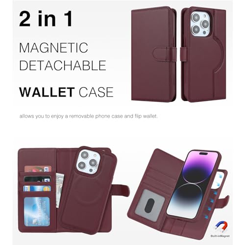 Étui à rabat iPhone 14 Pro cuir rouge vin un accessoire unique - 2