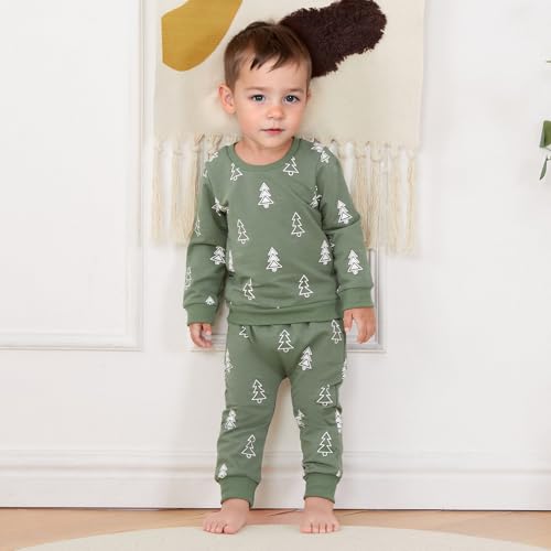 Kupretty Baby Boy Christmas Outfit Toddler Winter Clothes Santa Long Sleeve Crewneck Sweatshirts + Pants Clothing Sets2