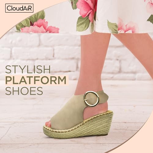 Image of CLOUDAIR Selina Women's Espadrille Wedge Sandals - Comfortable and Stylish Platform Slip On Sandals with Buckle Closure, Comfy Wedge Heels for Women, Fashion Summer Sandals