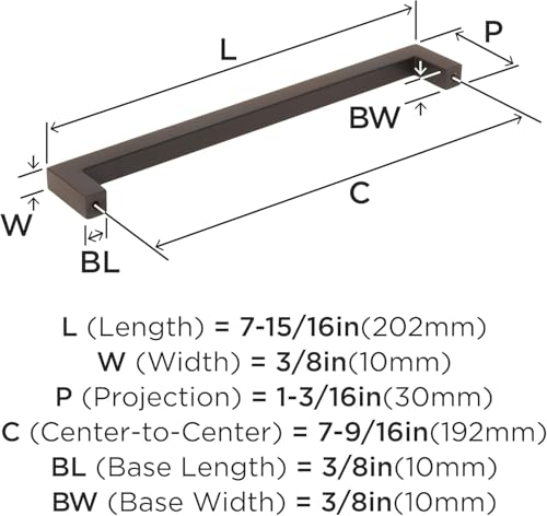 Image of Amerock BP36908ORB | Oil Rubbed Bronze Cabinet Pull | 7-9 /16 inch (192 mm) Center to Center Cabinet Handle | Monument | Furniture Hardware