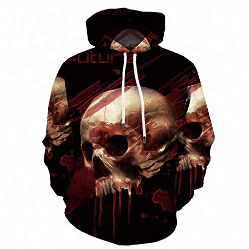 Lenfesh Mens DéContracté Effrayant Halloween 3D à Capuchon Manteau De Partie De Chandail à Capuchon De Partie