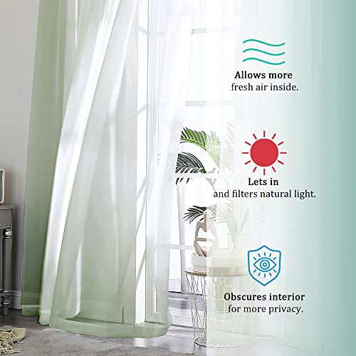 Image of OVZME Living Room Sheer Curtains 120 inch Length 2 Panels Set for French Door, Gorgeous Window Decoration for Wedding & Party & Backdrop & Canopy, Sage Green, Each 42Wx120L, 1 P