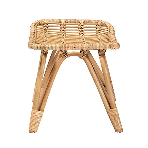 Bali & pari Earvin Modern Bohemian Natural Rattan Footstool - Image 6