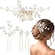 QEDBOJE Haarschmuck Hochzeit Gold, 3 Stück Braut Haarnadeln U-förmig, Kristall Perlen Brautschmuck Haarkamm, Eleganter Haarschmuck Damen Mädchen