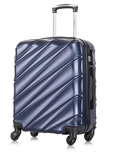 R.Leone Valigia EasyJet 56x45x25 cm Trolley Bagaglio a mano in ABS 4 Ruote 2130 (S 56x45x25cm, Blu)
