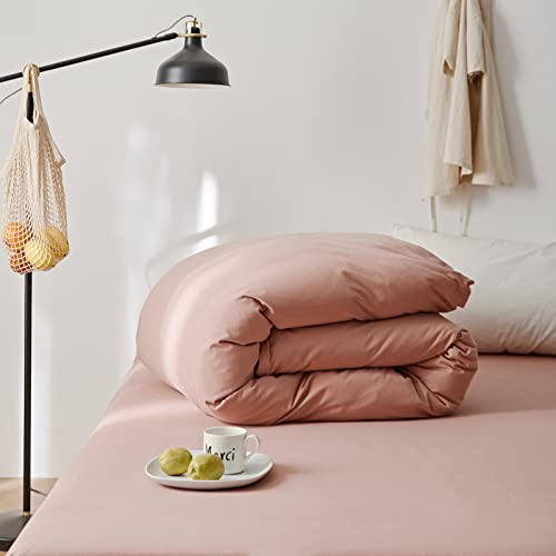 Eavd Jersey Knit Dvet Cover King Solid Color Pink Duvet Cover Modern Style Pink Bedding Set With 2 Pillowcases Reversible Simple Style Pink Comforter Set With Zipper Closure(No Comforter) #TOP7