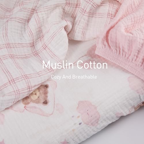 Image of Gllquen Baby 3-Pack Muslin Cotton Bassinet Sheets, 33 inchx20 inch Bedside Sleeper