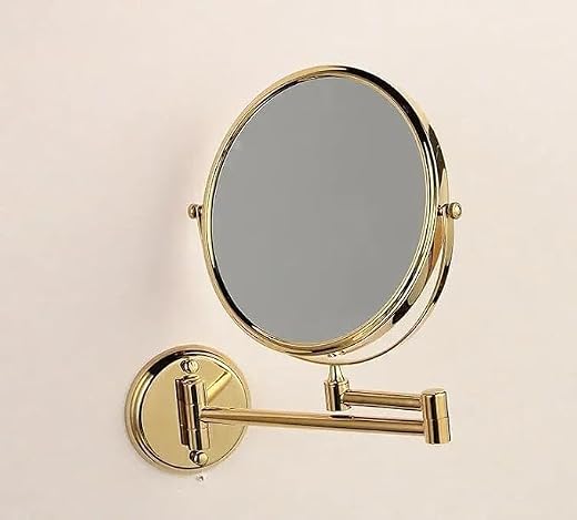RFV1 Brass Dual Side Round Mirror for Bathroom 360° Swivel with Zoom View | Magnifying Shaving Makeup Vanity Mirror Wall M...