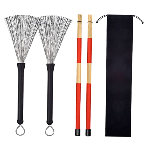 Set de baquetas y cepillos de alambre para batería